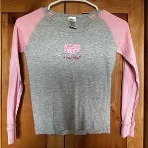 Old Navy Kids Gray Pink pastel leopard hard knit Long Sleeve Shirt girls size 10
